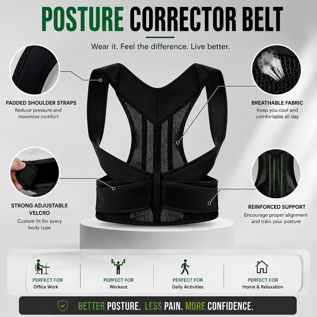 Adjustable Back Support Belt – Posture Correction Brace