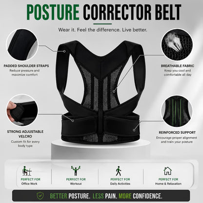 Adjustable Back Support Belt – Posture Correction Brace