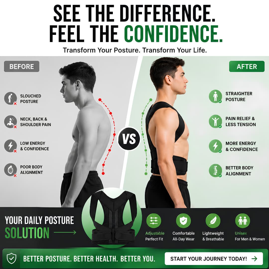 Adjustable Back Support Belt – Posture Correction Brace