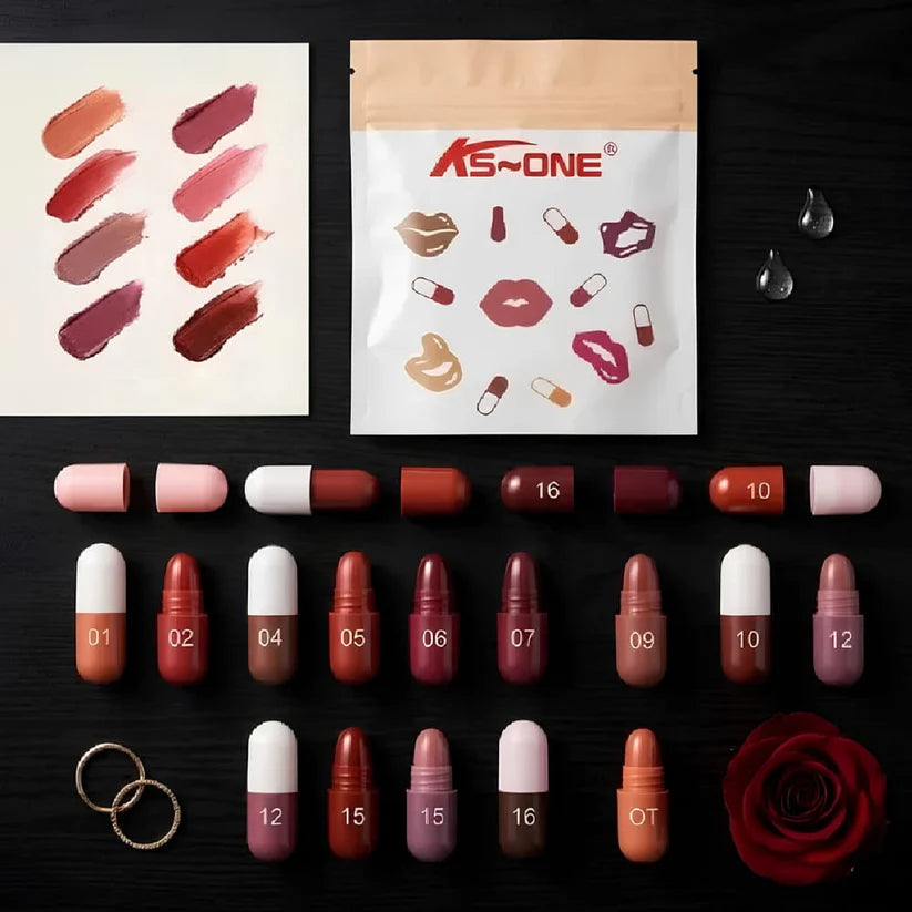 Mini Capsule Lipstick Collection (18 Pcs) – Smooth, Hydrating & Portable
